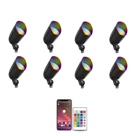 4x/8x/12x Package 30W 12V Low Voltage Smart Bluetooth RGBW Narrow Beam Directional Outdoor Landscape Aluminum Spotlight