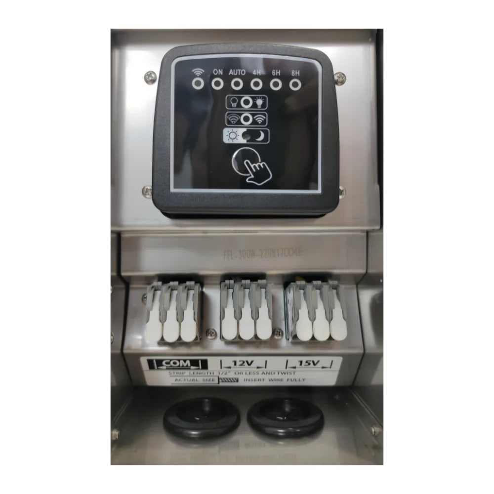 300W Stainless Steel Smart WI-FI 12V, 15V Low Voltage Transformer with Photocell & Timer IP65