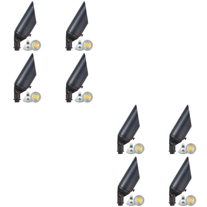 4x/8x/12x Package Adjustable 12V Low Voltage LED Bullet Landscape Brass Spotlight Outdoor Lighting with 5W 3000K Bulb