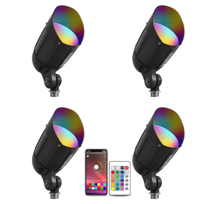 4x/8x/12x Package 30W 12V Low Voltage Smart Bluetooth RGBW Narrow Beam Directional Outdoor Landscape Aluminum Spotlight