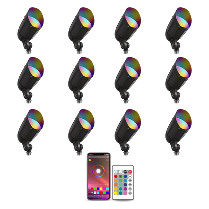 4x/8x/12x Package 30W 12V Low Voltage Smart Bluetooth RGBW Narrow Beam Directional Outdoor Landscape Aluminum Spotlight