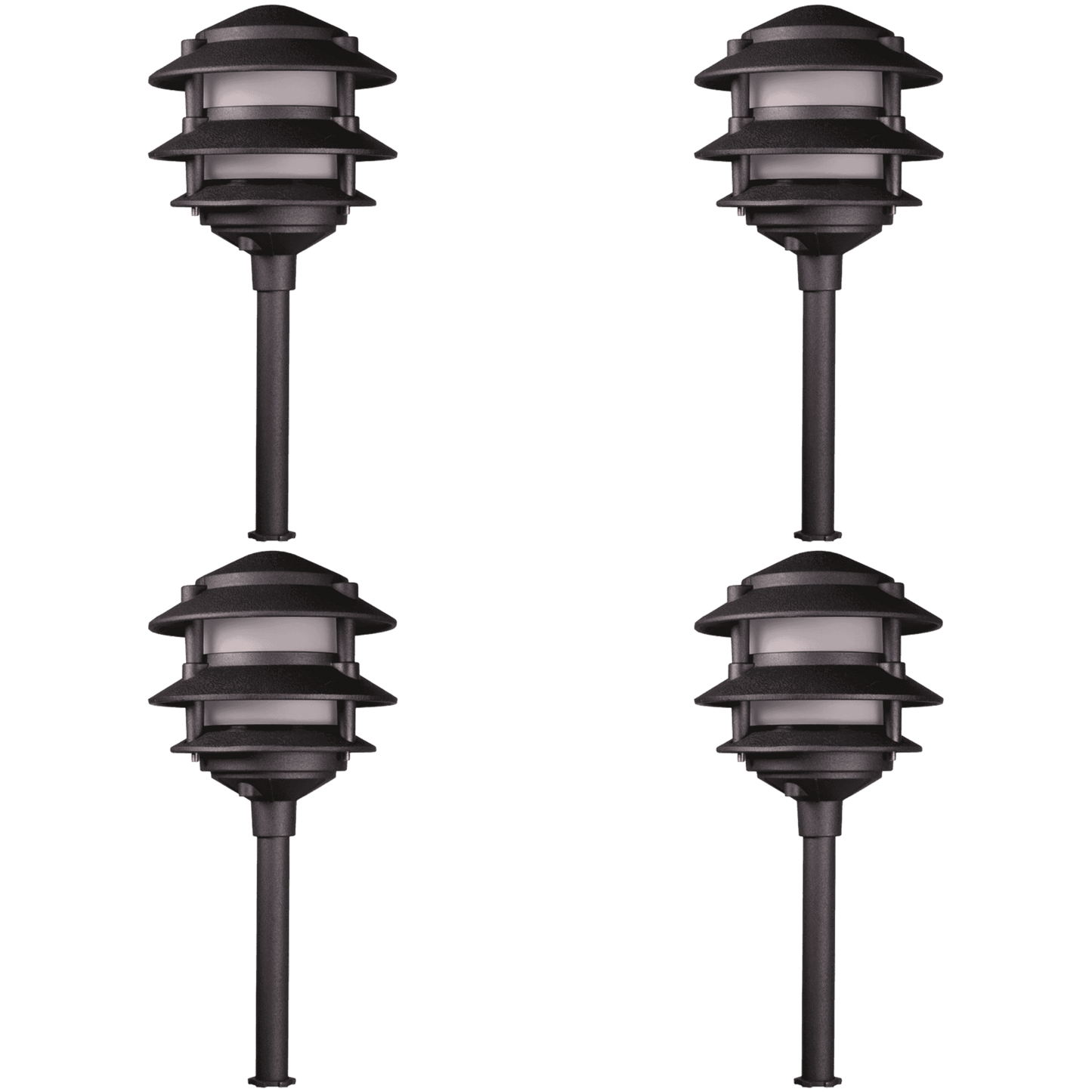 4x/8x/12x Package 12V AC/DC Aluminum Low Voltage Landscape Lighting 3 Tier Pagoda Path Light 3W 2700K Bulb