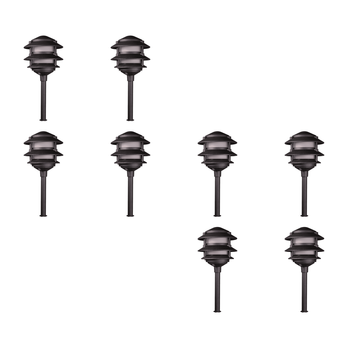 4x/8x/12x Package 12V AC/DC Aluminum Low Voltage Landscape Lighting 3 Tier Pagoda Path Light 3W 2700K Bulb