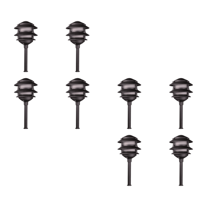 4x/8x/12x Package 12V AC/DC Aluminum Low Voltage Landscape Lighting 3 Tier Pagoda Path Light 3W 2700K Bulb