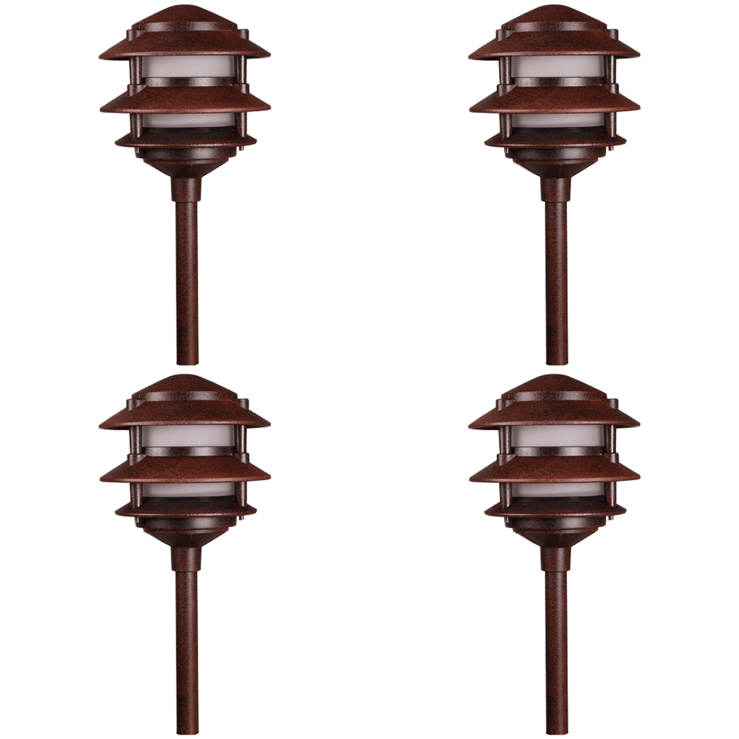 4x/8x/12x Package 12V AC/DC Aluminum Low Voltage Landscape Lighting 3 Tier Pagoda Path Light 3W 2700K Bulb