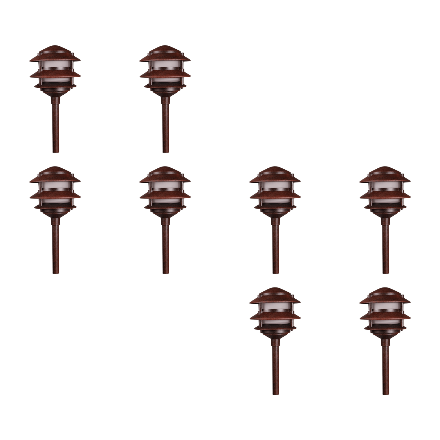 4x/8x/12x Package 12V AC/DC Aluminum Low Voltage Landscape Lighting 3 Tier Pagoda Path Light 3W 2700K Bulb