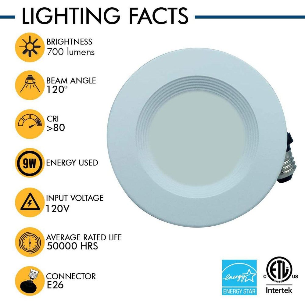 AH Lighting 4" LED Selectable 5CCT 9W Recessed Baffled Retrofit Kit Reflector