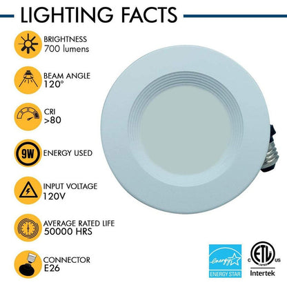 AH Lighting 4" LED Selectable 5CCT 9W Recessed Baffled Retrofit Kit Reflector