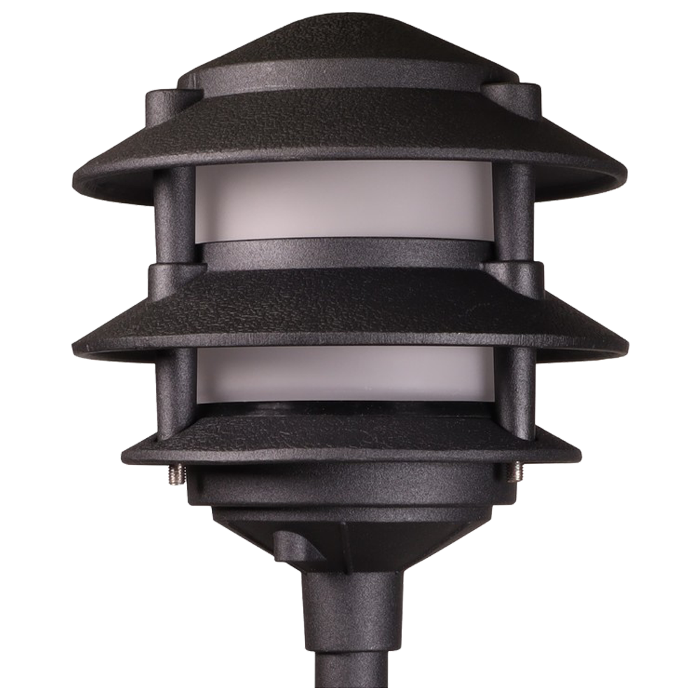 4x/8x/12x Package 12V AC/DC Aluminum Low Voltage Landscape Lighting 3 Tier Pagoda Path Light 3W 2700K Bulb