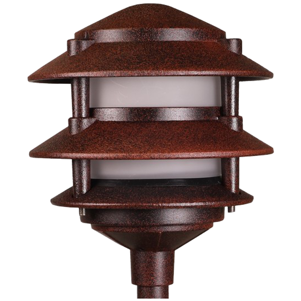 4x/8x/12x Package 12V AC/DC Aluminum Low Voltage Landscape Lighting 3 Tier Pagoda Path Light 3W 2700K Bulb