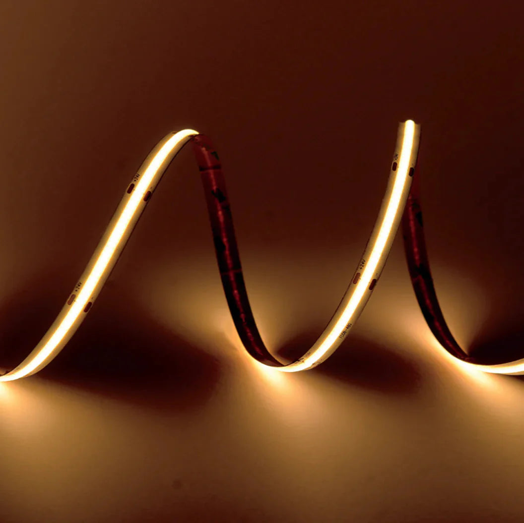 16ft/32ft/82ft Dotless Single Color Linear 8mm 3.4W/ft / 4.5W/ft 10mm LED Strip Lights Low Voltage FCOB DC24V Tape Light