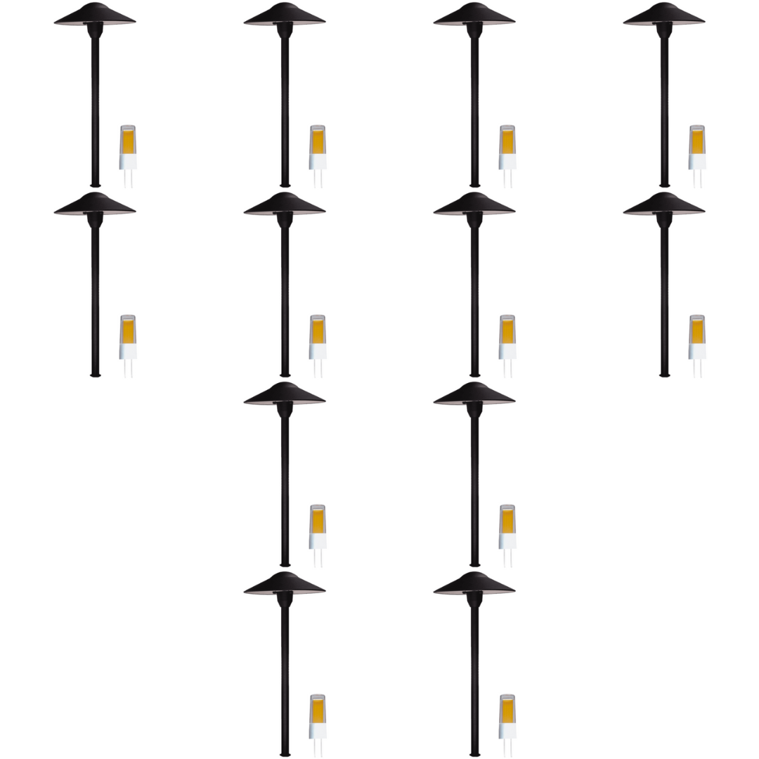 4x/8x/12x Package 12V AC/DC Aluminum Low Voltage Landscape Lighting Mushroom Path Light 3W 3000K Bulb