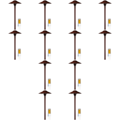 4x/8x/12x Package 12V AC/DC Aluminum Low Voltage Landscape Lighting Mushroom Path Light 3W 3000K Bulb