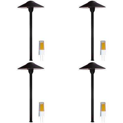 4x/8x/12x Package 12V AC/DC Aluminum Low Voltage Landscape Lighting Mushroom Path Light 3W 3000K Bulb