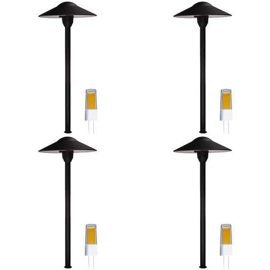 4x/8x/12x Package 12V AC/DC Aluminum Low Voltage Landscape Lighting Mushroom Path Light 3W 3000K Bulb