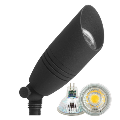 4x/8x/12x Package 12V Low Voltage LED Smooth Bullet Directional Outdoor Aluminum Spotlight with 5W 3000K Bulb