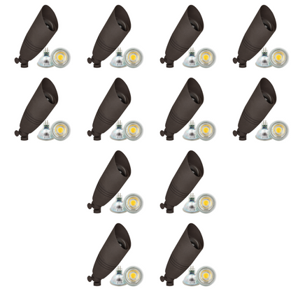 4x/8x/12x Package 12V Low Voltage LED Smooth Bullet Directional Outdoor Aluminum Spotlight with 5W 3000K Bulb