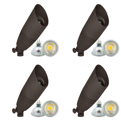 4x/8x/12x Package 12V Low Voltage LED Smooth Bullet Directional Outdoor Aluminum Spotlight with 5W 3000K Bulb