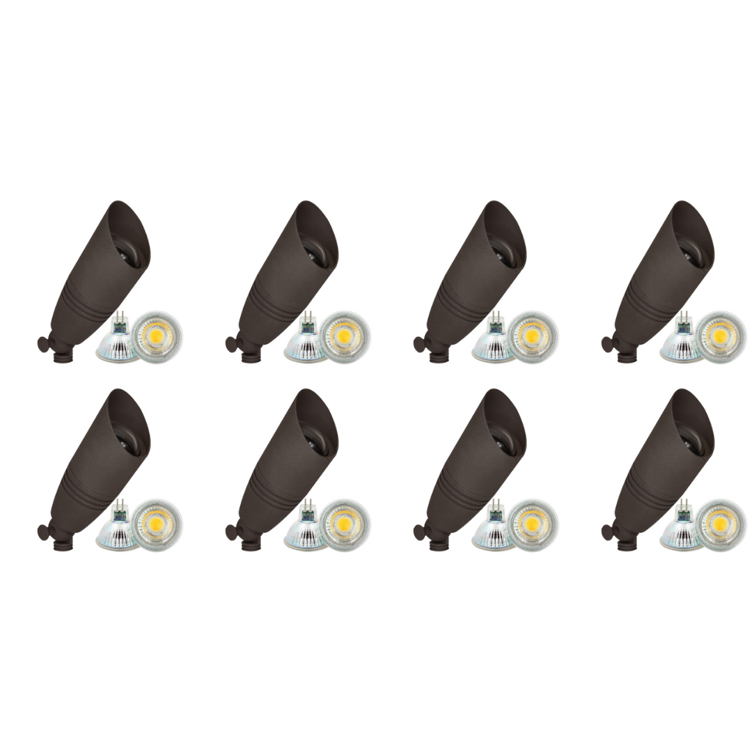 4x/8x/12x Package 12V Low Voltage LED Smooth Bullet Directional Outdoor Aluminum Spotlight with 5W 3000K Bulb