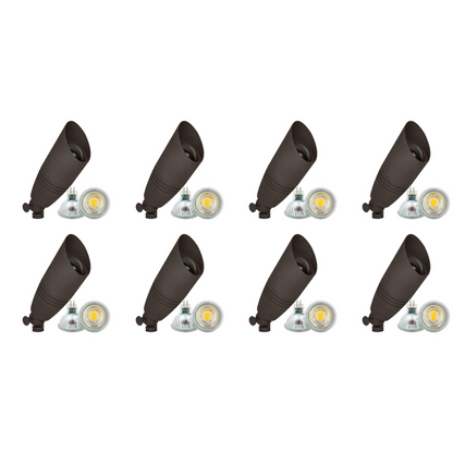 4x/8x/12x Package 12V Low Voltage LED Smooth Bullet Directional Outdoor Aluminum Spotlight with 5W 3000K Bulb