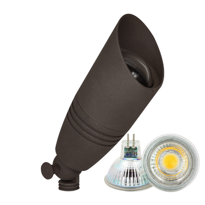 4x/8x/12x Package 12V Low Voltage LED Smooth Bullet Directional Outdoor Aluminum Spotlight with 5W 3000K Bulb