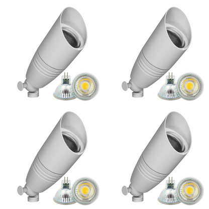 4x/8x/12x Package 12V Low Voltage LED Smooth Bullet Directional Outdoor Aluminum Spotlight with 5W 3000K Bulb