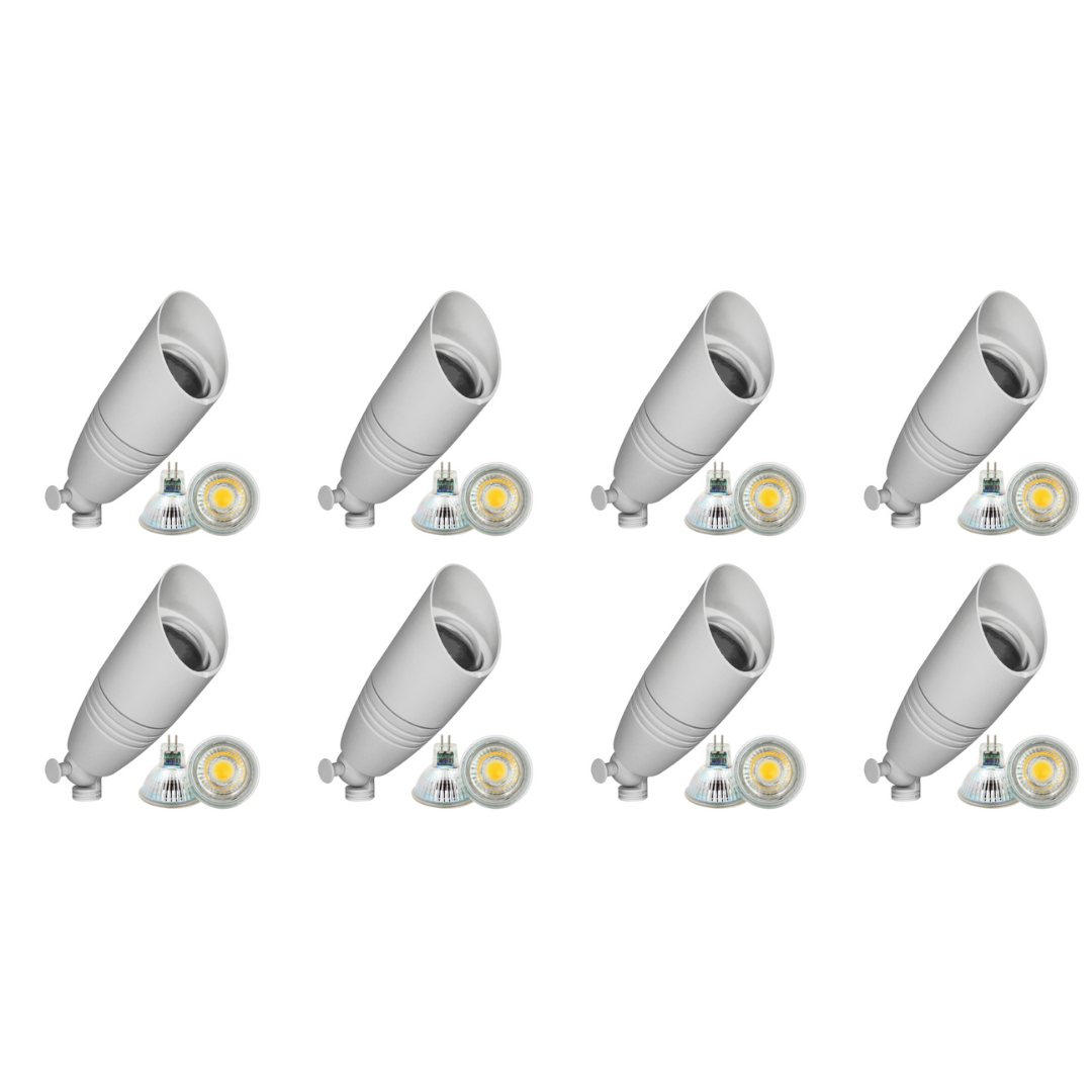 4x/8x/12x Package 12V Low Voltage LED Smooth Bullet Directional Outdoor Aluminum Spotlight with 5W 3000K Bulb