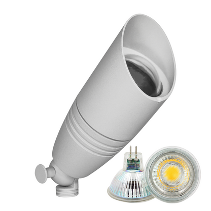 4x/8x/12x Package 12V Low Voltage LED Smooth Bullet Directional Outdoor Aluminum Spotlight with 5W 3000K Bulb