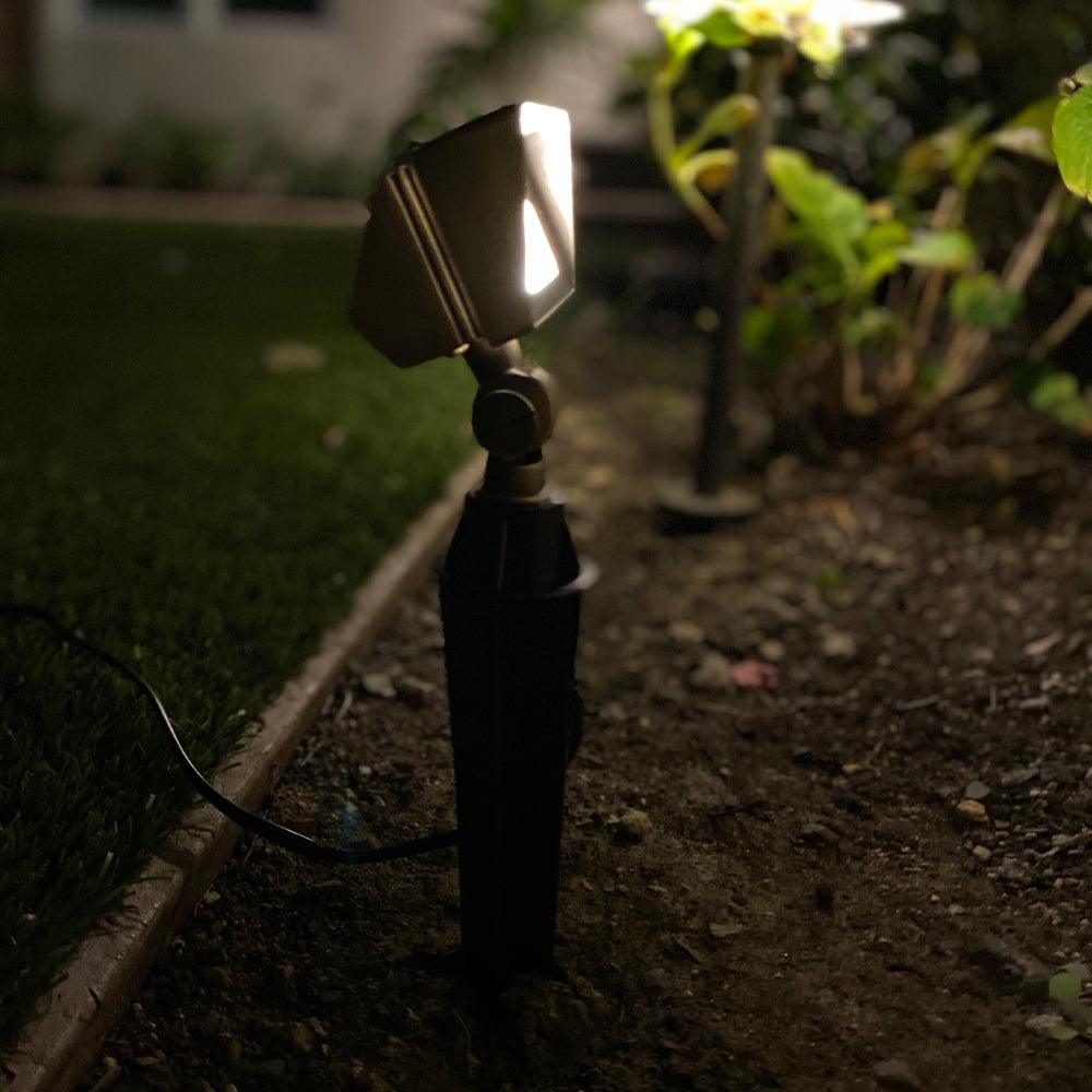 Brass 12V Low Voltage Rectangular LED Directional Floodlight Adjustable Lighting