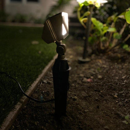 Brass 12V Low Voltage Rectangular LED Directional Floodlight Adjustable Lighting