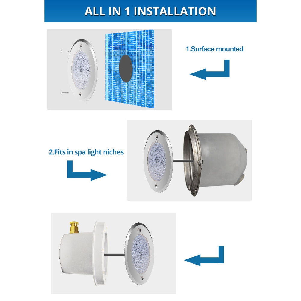 Pool and Spa RGB/RGBW Color Changing 12V Stainless Steel Low Voltage Light IP68