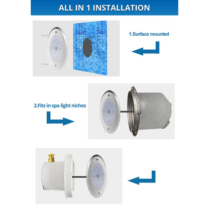 Pool and Spa RGB/RGBW Color Changing 12V Stainless Steel Low Voltage Light IP68