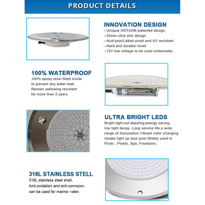 Pool and Spa RGB/RGBW Color Changing 12V Stainless Steel Low Voltage Light IP68