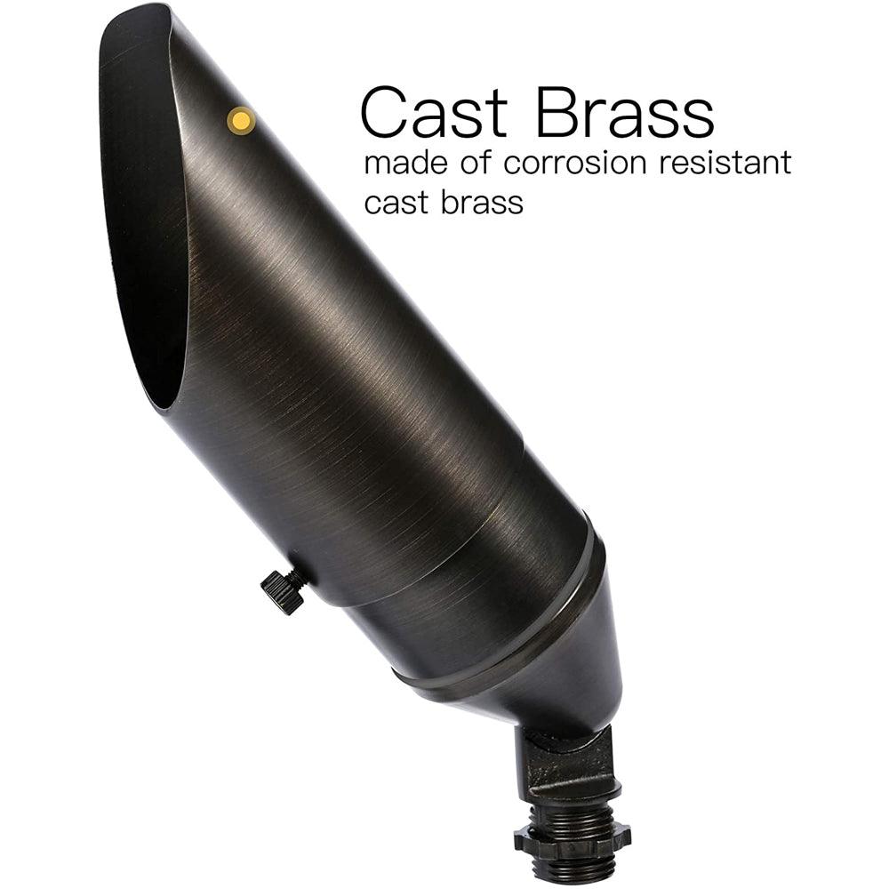 4x/8x/12x Package Adjustable 12V Low Voltage LED Bullet Landscape Brass Spotlight Outdoor Lighting with 5W 3000K Bulb