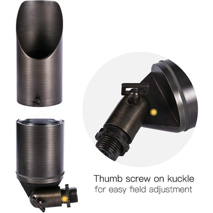 4x/8x/12x Package Adjustable 12V Low Voltage LED Bullet Landscape Brass Spotlight Outdoor Lighting with 5W 3000K Bulb