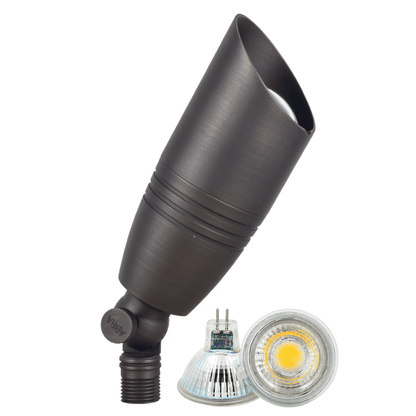 4x/8x/12x Package 12V Low Voltage LED Outdoor Landscape Brass Spotlight with 5W 3000K Bulb