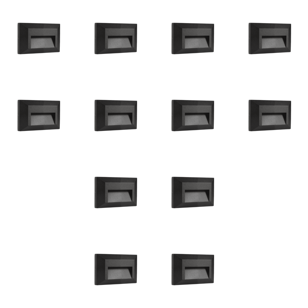 4x/8x/12x Package 2+2+2W 3CCT 3000K/4000K/5000K 12V Low Voltage Cast Aluminum Rectangular Surface Mount LED Stair Step or Deck Light