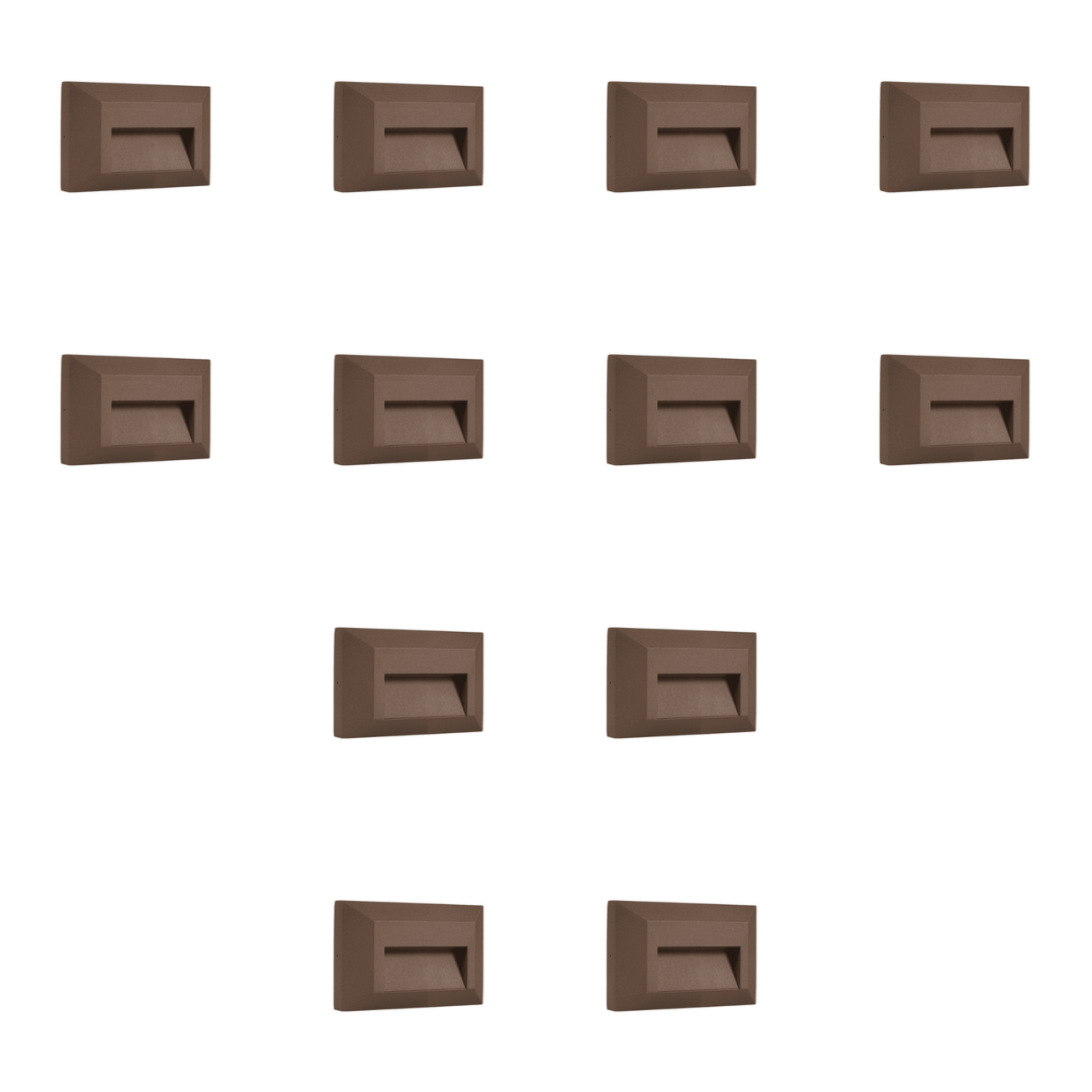 4x/8x/12x Package 2+2+2W 3CCT 3000K/4000K/5000K 12V Low Voltage Cast Aluminum Rectangular Surface Mount LED Stair Step or Deck Light