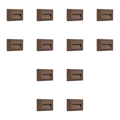 4x/8x/12x Package 2+2+2W 3CCT 3000K/4000K/5000K 12V Low Voltage Cast Aluminum Rectangular Surface Mount LED Stair Step or Deck Light