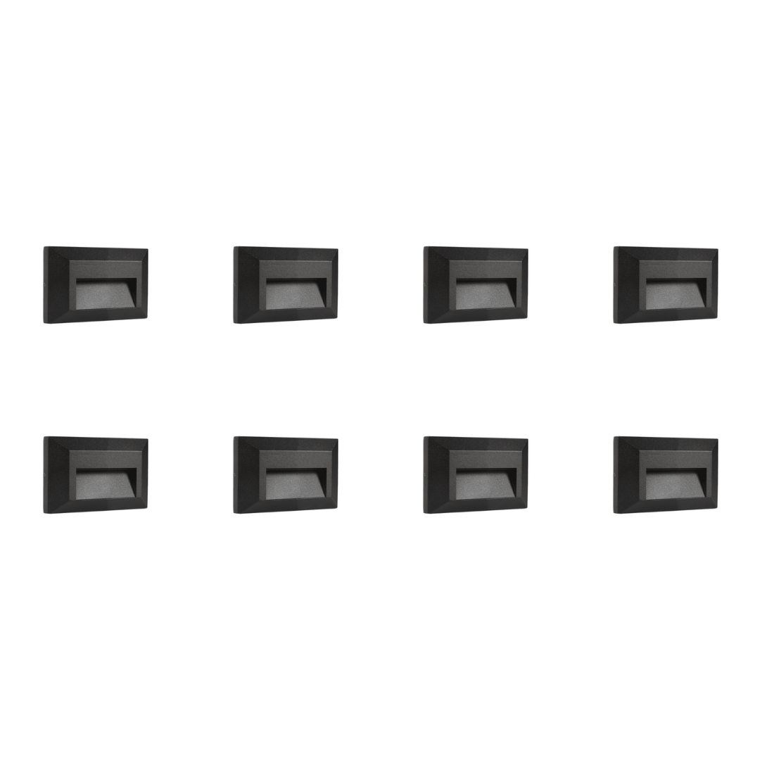 4x/8x/12x Package 2+2+2W 3CCT 3000K/4000K/5000K 12V Low Voltage Cast Aluminum Rectangular Surface Mount LED Stair Step or Deck Light