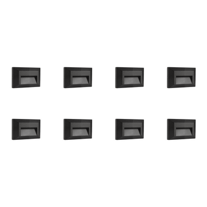 4x/8x/12x Package 2+2+2W 3CCT 3000K/4000K/5000K 12V Low Voltage Cast Aluminum Rectangular Surface Mount LED Stair Step or Deck Light