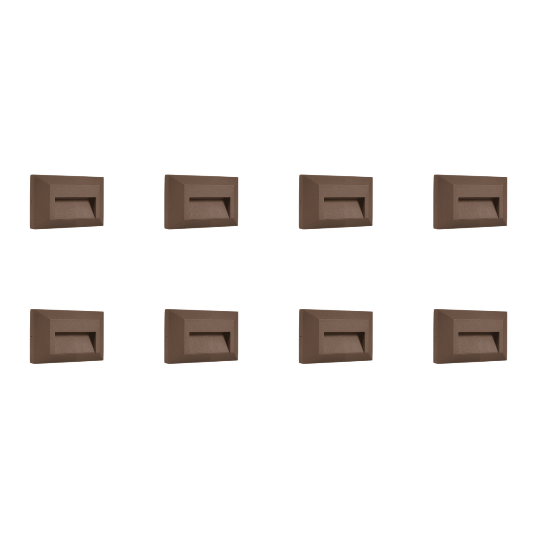 4x/8x/12x Package 2+2+2W 3CCT 3000K/4000K/5000K 12V Low Voltage Cast Aluminum Rectangular Surface Mount LED Stair Step or Deck Light