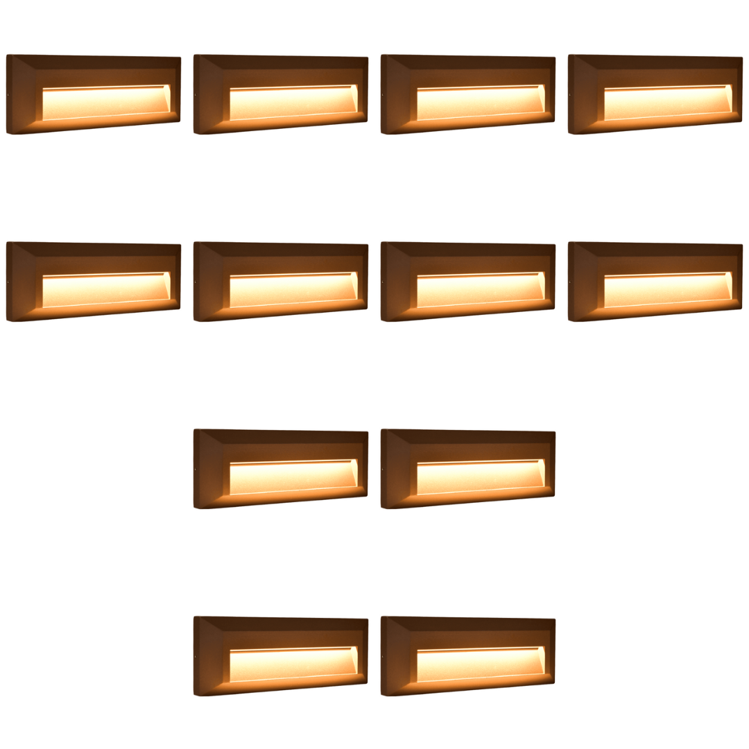 4x/8x/12x Package 3+3W 3CCT  3000K/4000K/5000K 12V Low Voltage Cast Aluminum Rectangular Surface Mount LED Step or Deck Light