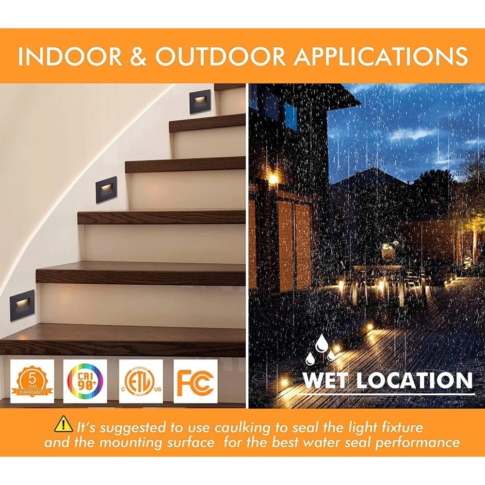 4x/8x/12x Package 3.5W 12V Low Voltage 3CCT Rectangular Waterproof Horizontal LED Aluminum Stairs Step Light Fixture