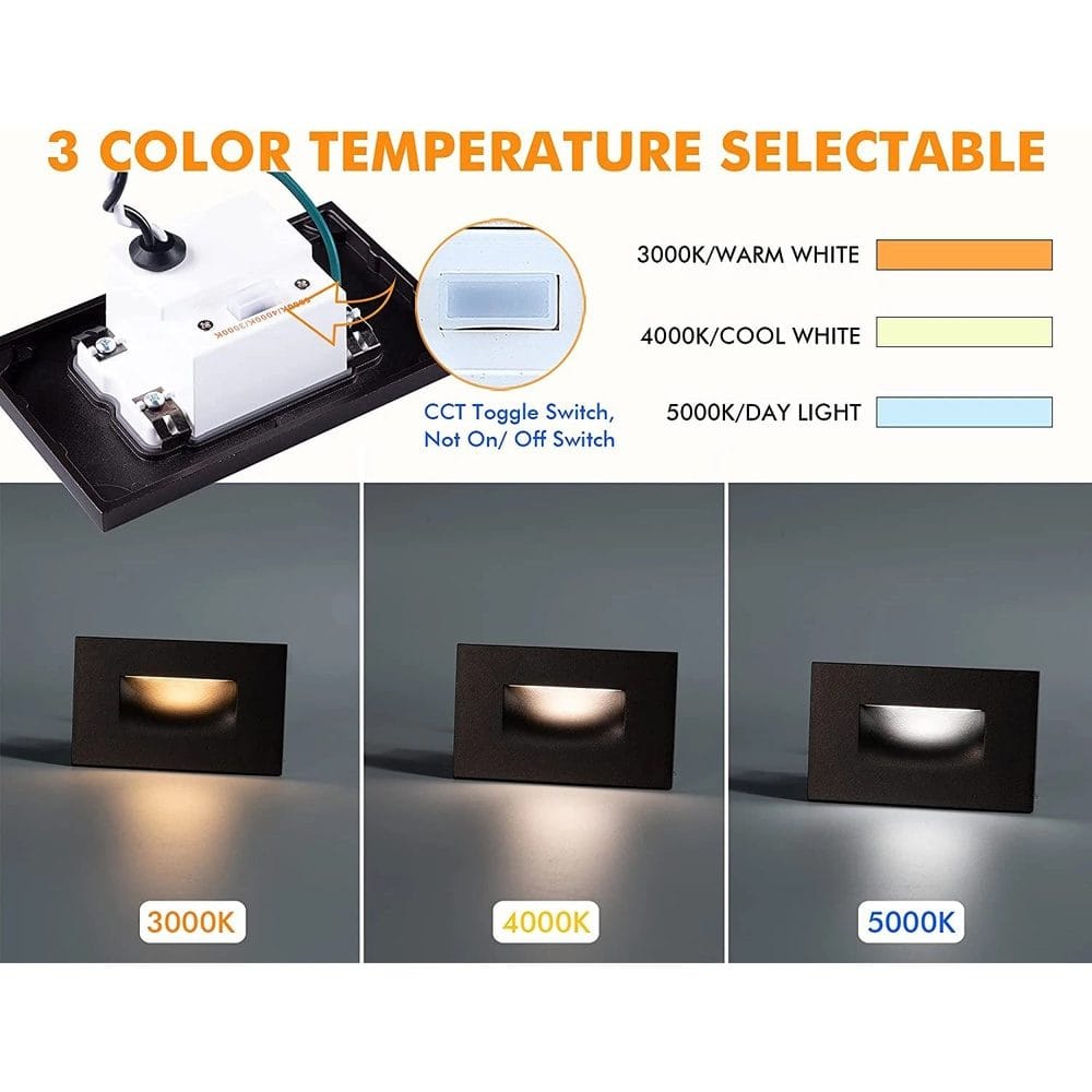 4x/8x/12x Package 3.5W 12V Low Voltage 3CCT Rectangular Waterproof Horizontal LED Aluminum Stairs Step Light Fixture