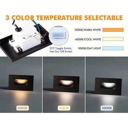 4x/8x/12x Package 3.5W 12V Low Voltage 3CCT Rectangular Waterproof Horizontal LED Aluminum Stairs Step Light Fixture
