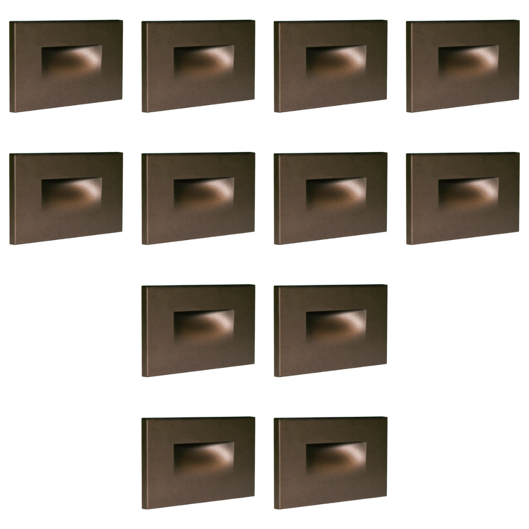 4x/8x/12x Package 3.5W 12V Low Voltage 3CCT Rectangular Waterproof Horizontal LED Aluminum Stairs Step Light Fixture