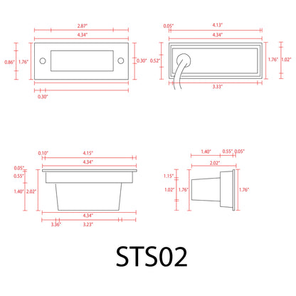 12V Low Voltage Outdoor Recessed Stainless Steel Brick Wall Light 3000K Warm White Integrated LED Step/ Stair Lighting Fixture