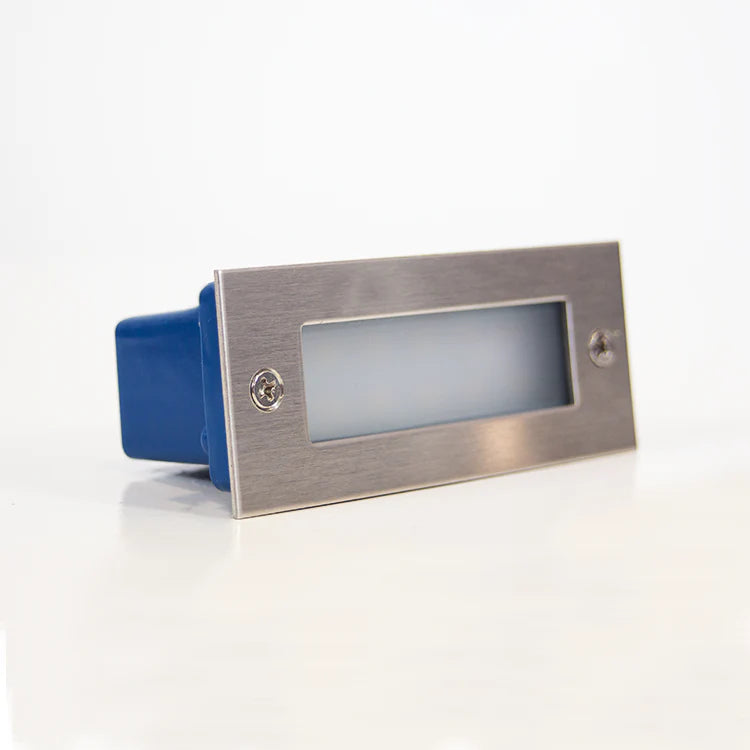 12V Low Voltage Outdoor Recessed Stainless Steel Brick Wall Light 3000K Warm White Integrated LED Step/ Stair Lighting Fixture