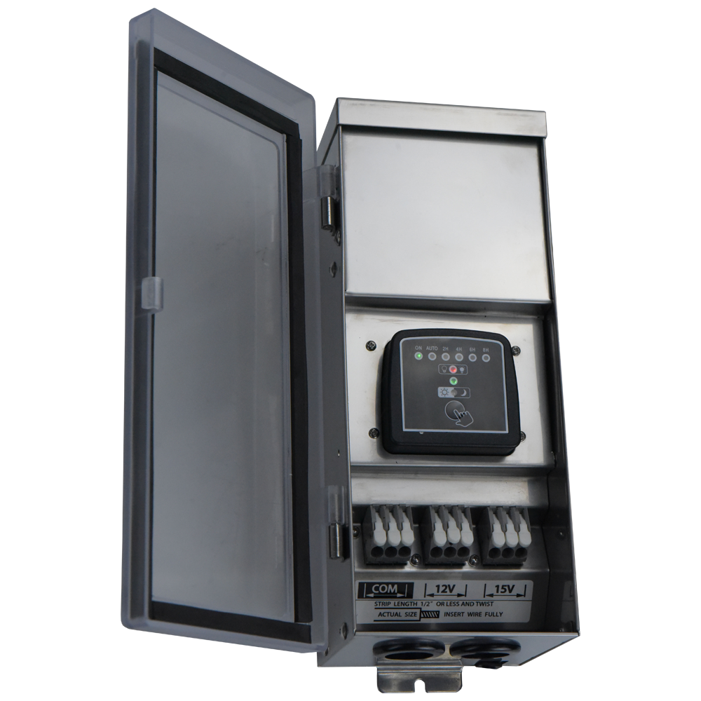 300W Stainless Steel Smart WI-FI 12V, 15V Low Voltage Transformer with Photocell & Timer IP65